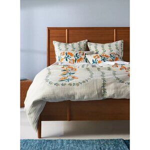 Anthropologie Embroidered Bevin Queen Duvet Cover w/ 2 Shams